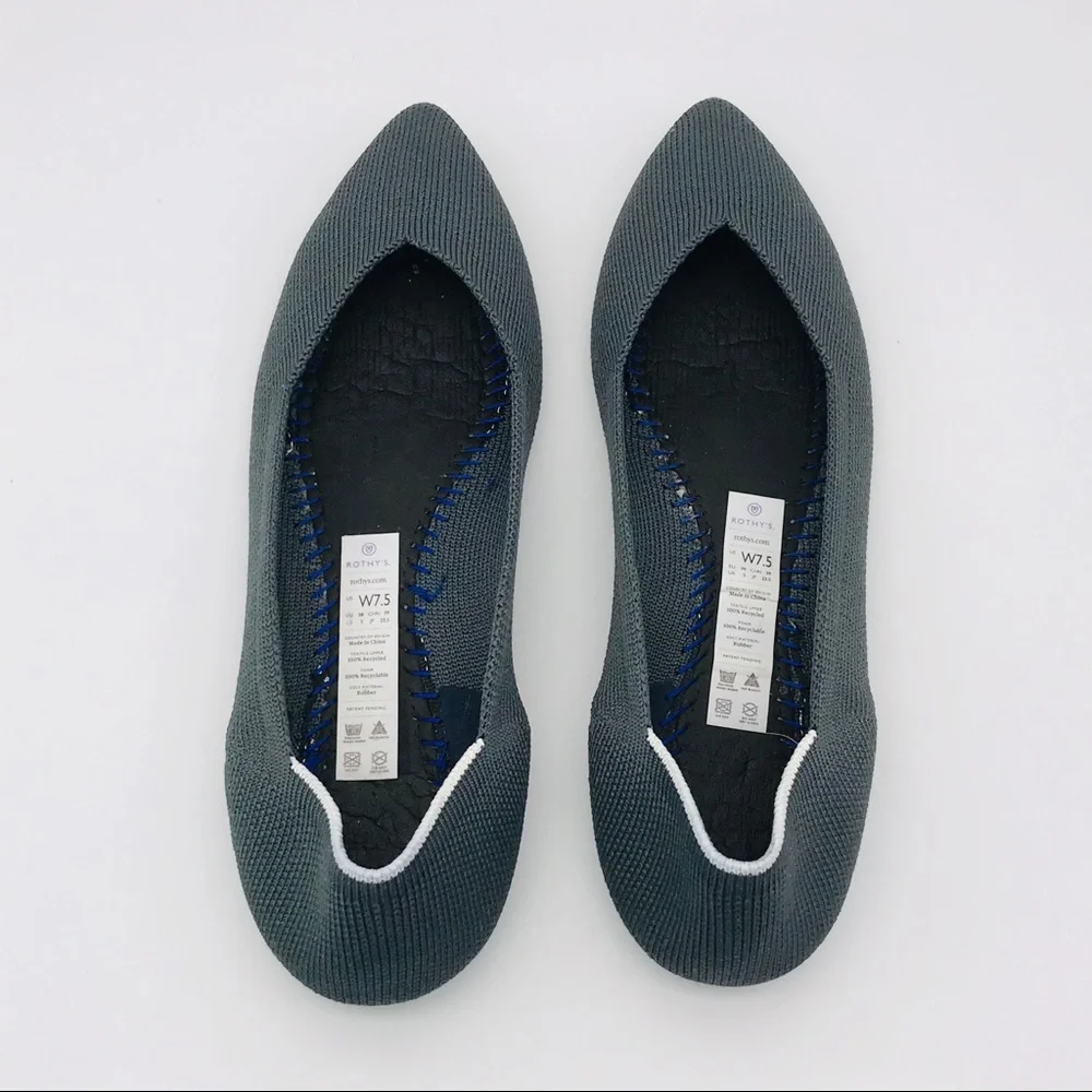 ROTHY’S The Point Pointed Flats EUC - Solid Gray W7.5 - Picture 8 of 9